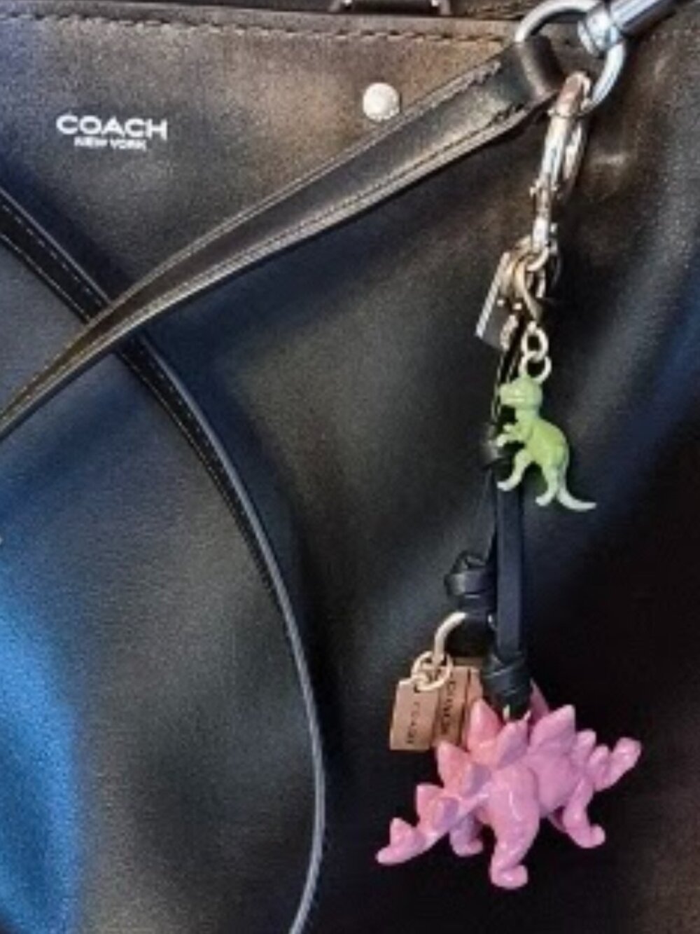 Coach Pink Dinosaur w/ Dino DIY Charm Leather Bag Charm - One of a kind Charm -